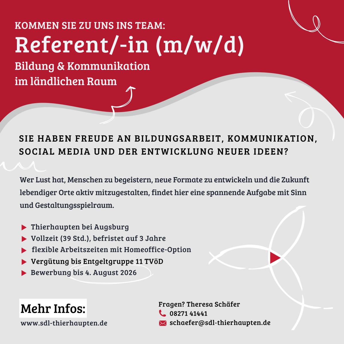 Stellenausschreibung Referent/-in (m/w/d) an der SDL Thierhaupten quadrat